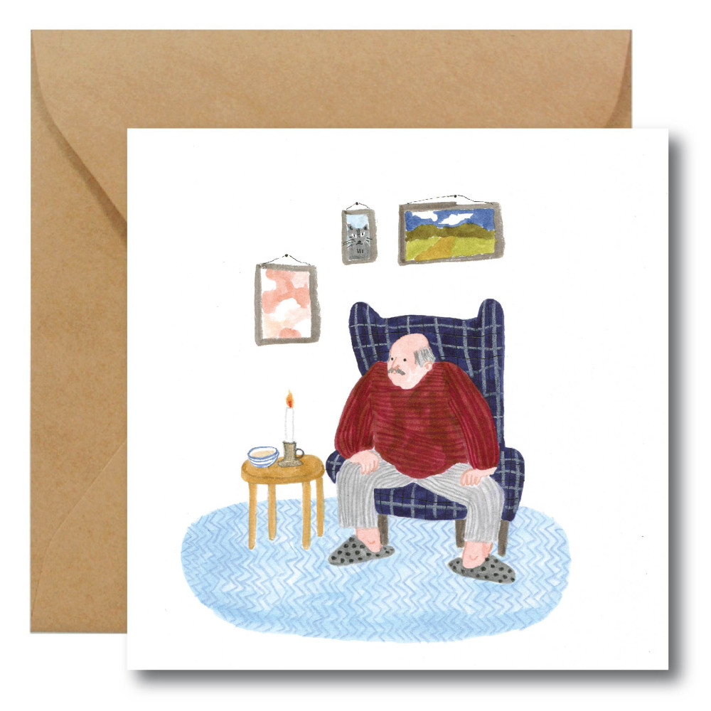 Kartka okolicznościowa - Hi Little - Dziadek w fotelu, 14,5 x 14,5 cm