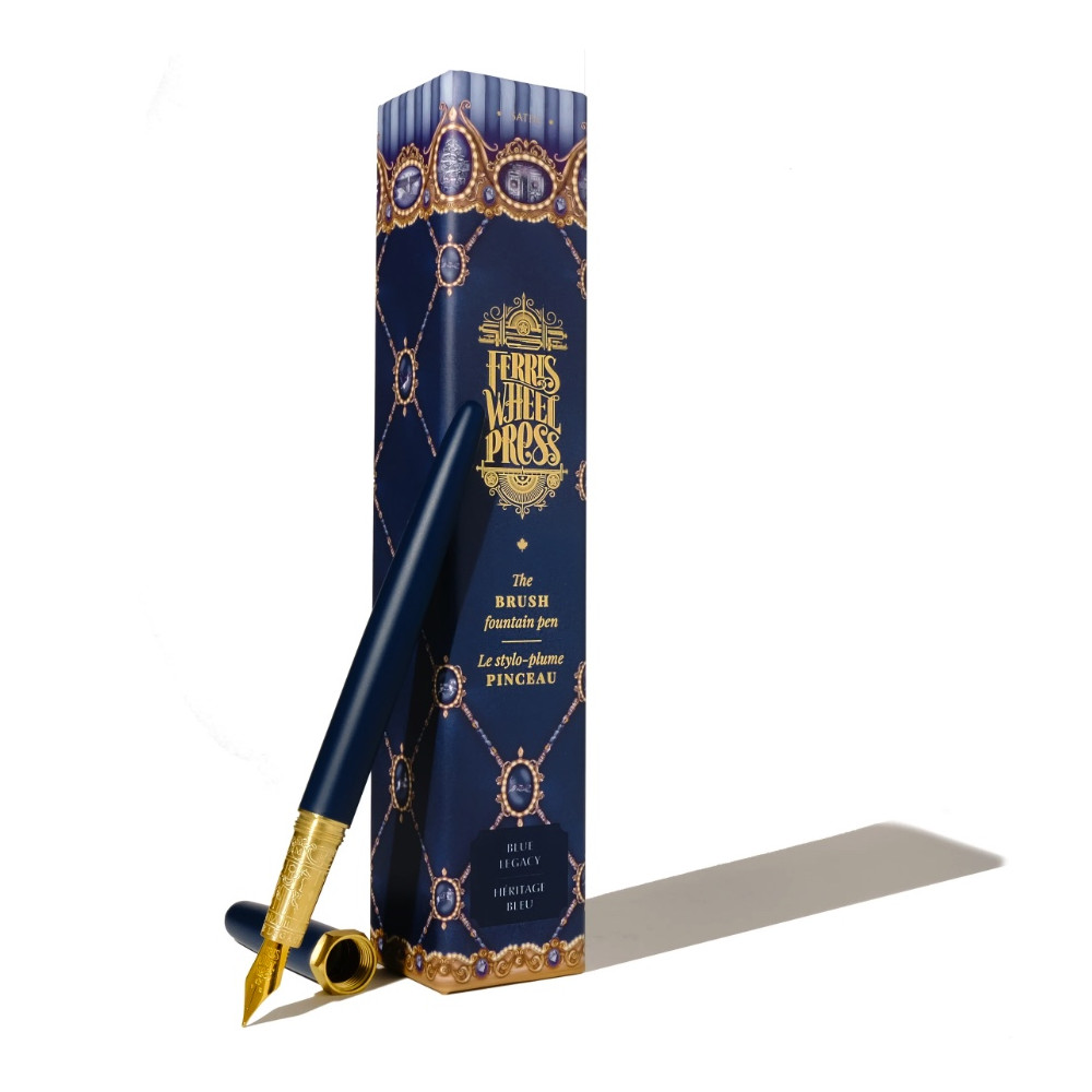 Satin Series Brush Fountain Pen Gold Plaited Nib - Ferris Wheel Press - Blue Legacy, F