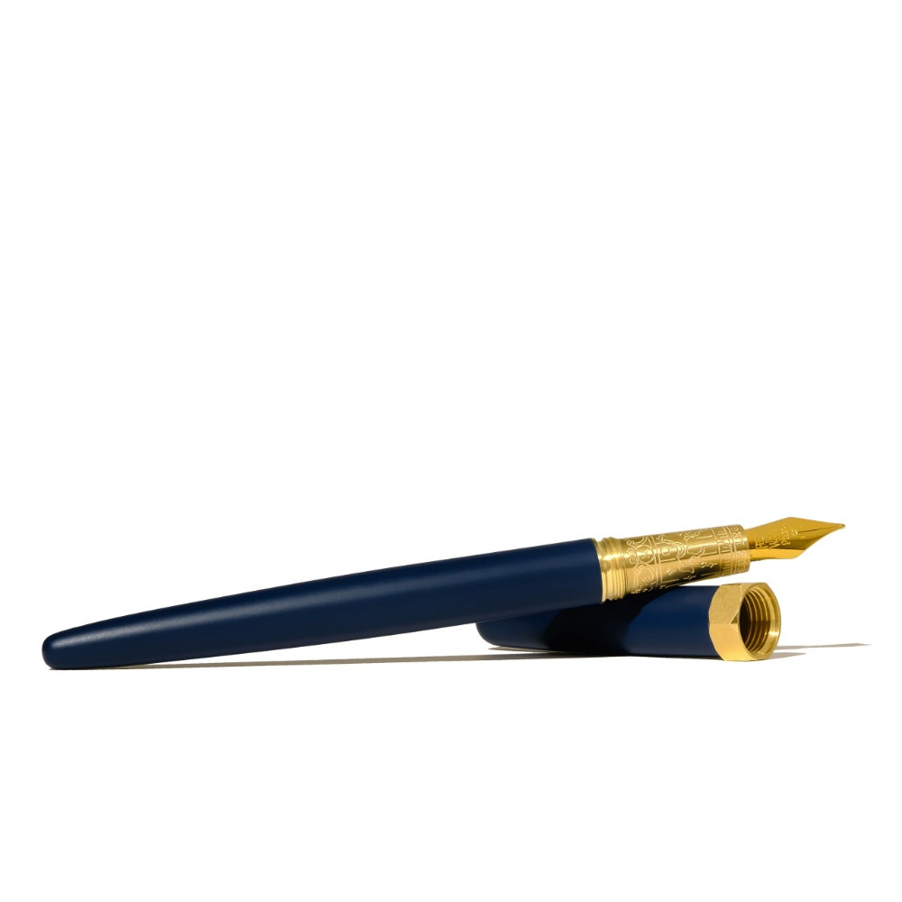 Satin Series Brush Fountain Pen Gold Plaited Nib - Ferris Wheel Press - Blue Legacy, M
