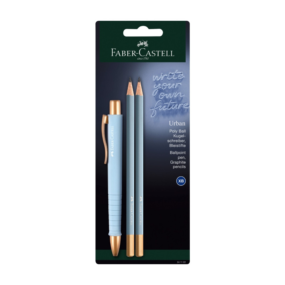 Zestaw długopis Poly Ball Urban i ołówki - Faber-Castell - Sky Blue