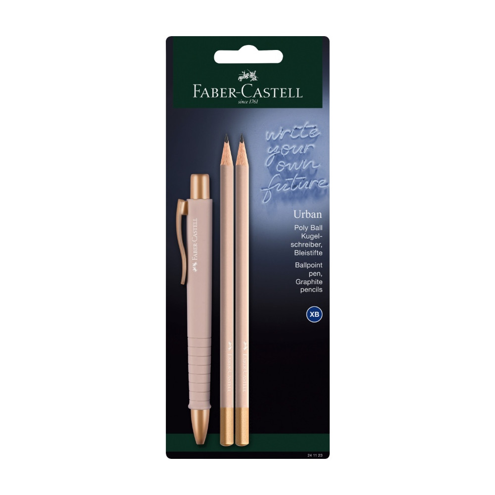 Zestaw długopis Poly Ball Urban i ołówki - Faber-Castell - Pale Rose