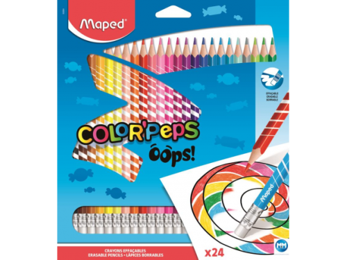 Zestaw ścieralnych kredek Color'Peps Oops - Maped - 24 kolory