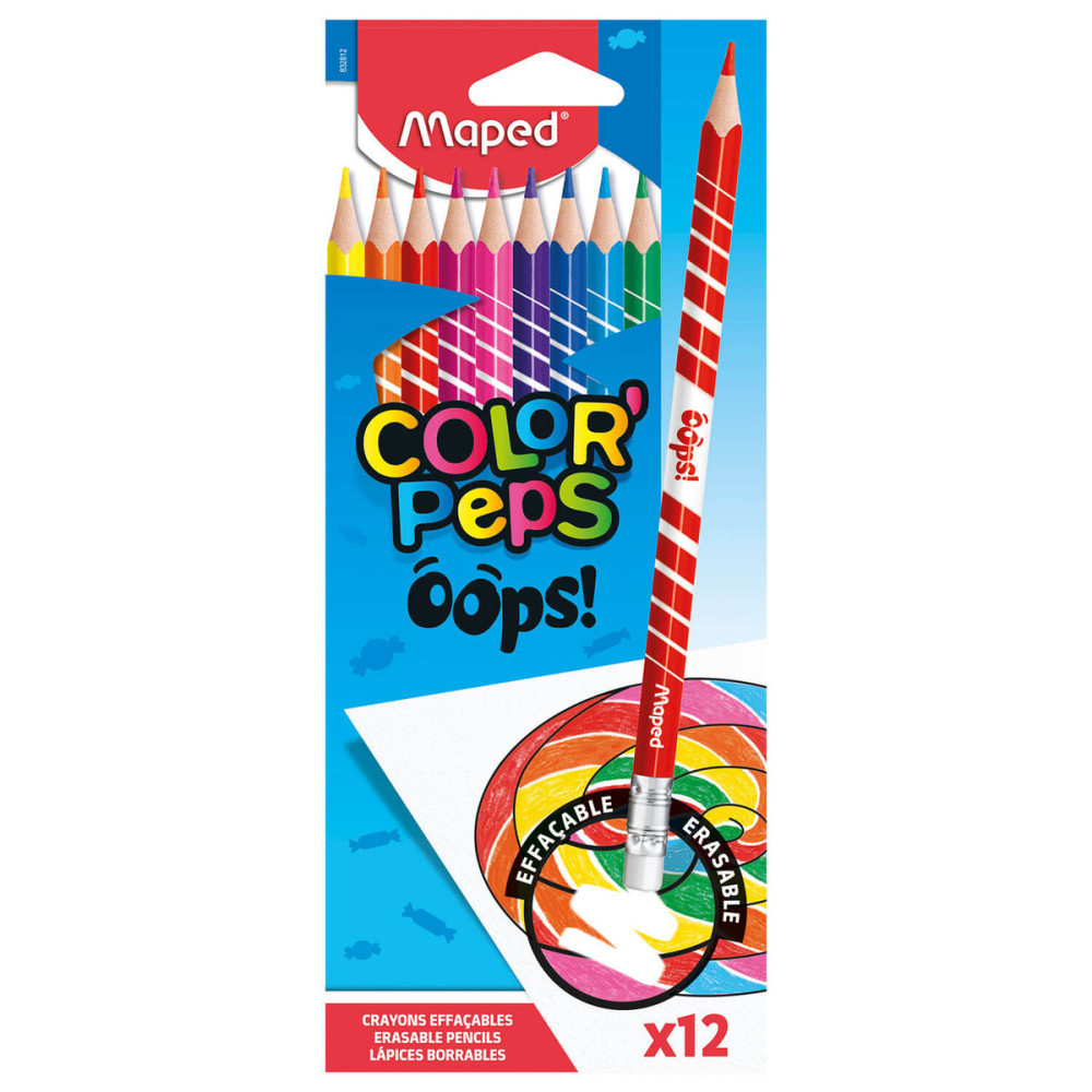 Zestaw ścieralnych kredek Color'Peps Oops - Maped - 12 kolorów