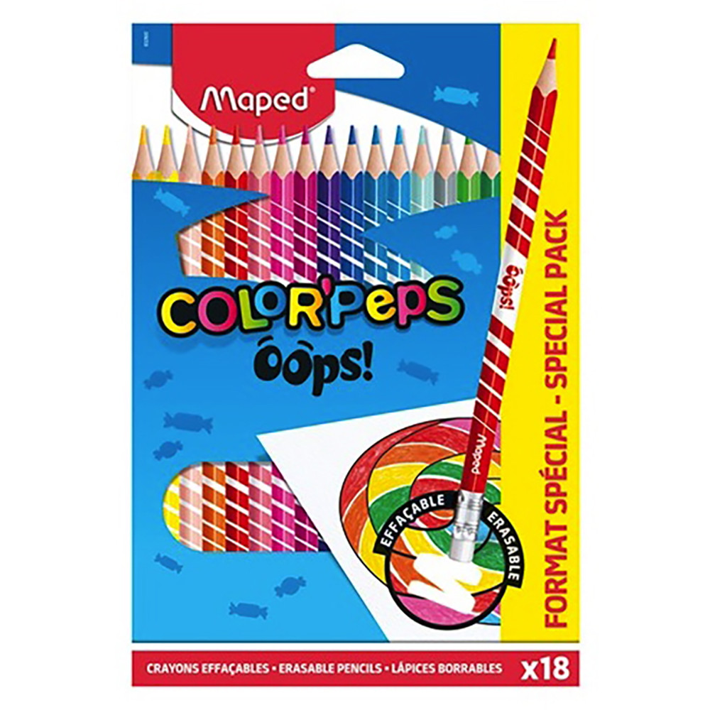 Zestaw ścieralnych kredek Color'Peps Oops - Maped - 18 kolorów