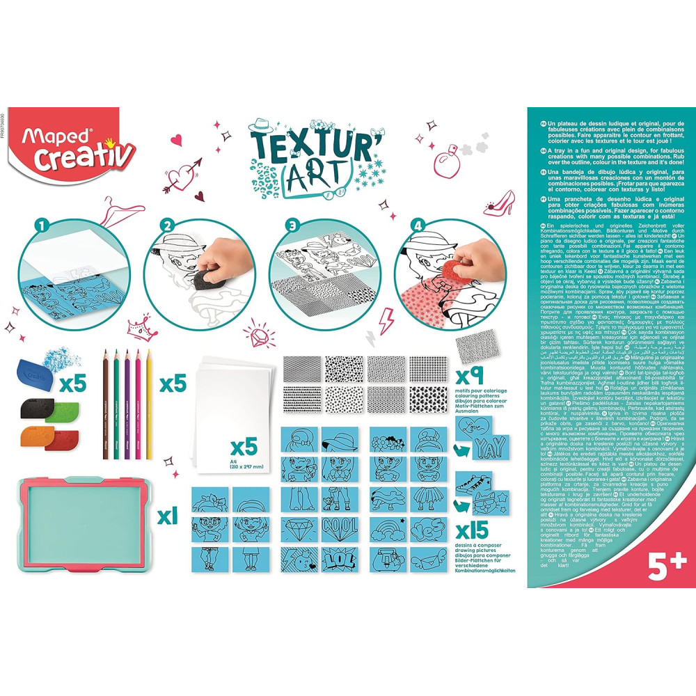Tablica do odrysowywania tekstur Textur Art Fashion dla dzieci - Maped