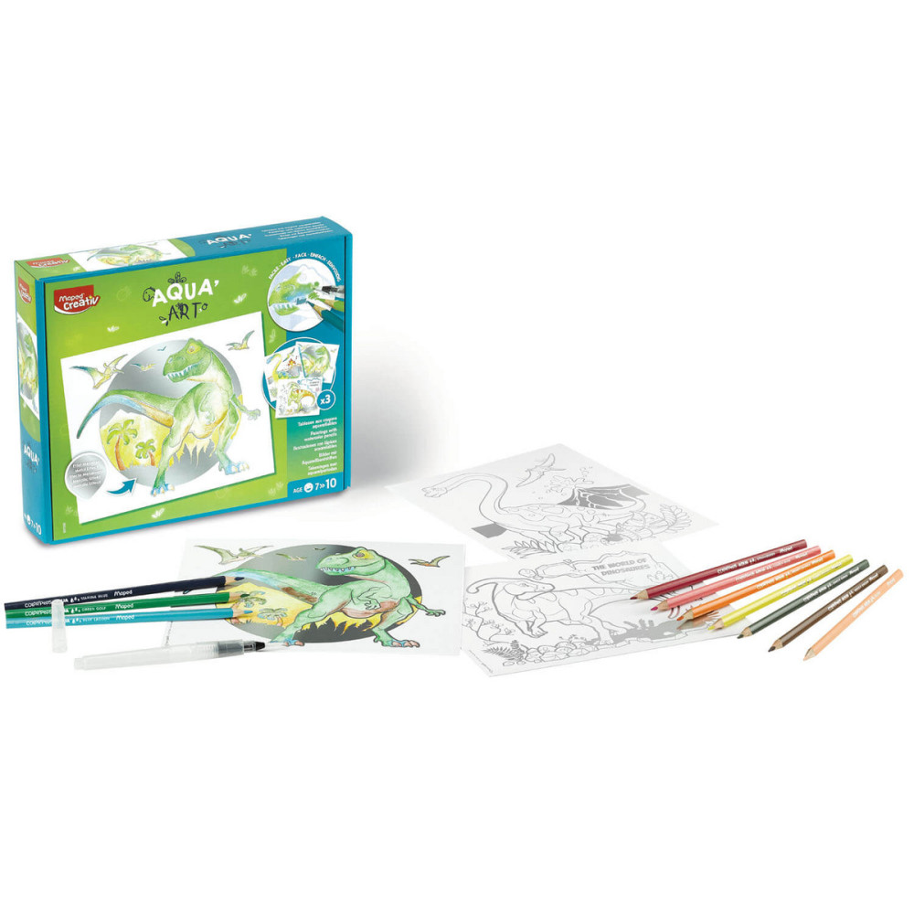 Set of Aqua Art watercolor pencils with paintings for kids - Maped