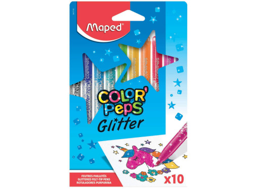 Flamastry brokatowe Color' Peps Glitter dla dzieci - Maped - 10 kolorów
