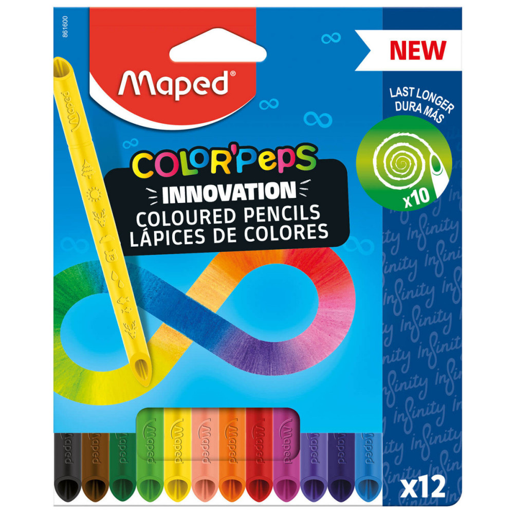 Zestaw grafitowych kredek Color' Peps dla dzieci - Maped - 12 kolorów