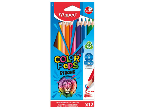 Kredki trójkątne Color' Peps Strong dla dzieci - Maped - 12 kolorów