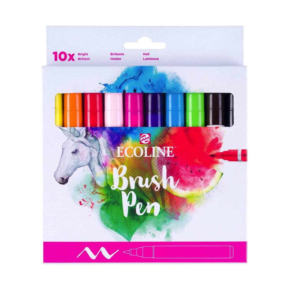 Brush Pen watercolor set Ecoline Bright - Talens - 10 pcs.