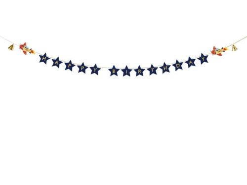 Banner Happy Birthday Airplanes - blue, 13 x 250 cm