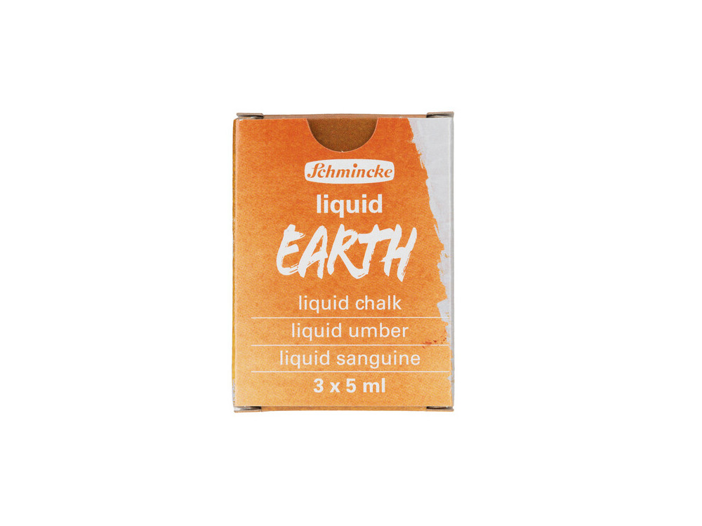 Zestaw węgli w płynie Liquid Earth - Schmincke - 3 kolory x 5 ml