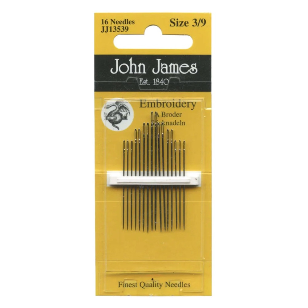Embroidery needles - John James - size 3-9, 16 pcs.