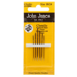 Chenille sewing needles - John James - size 18-24, 6 pcs.