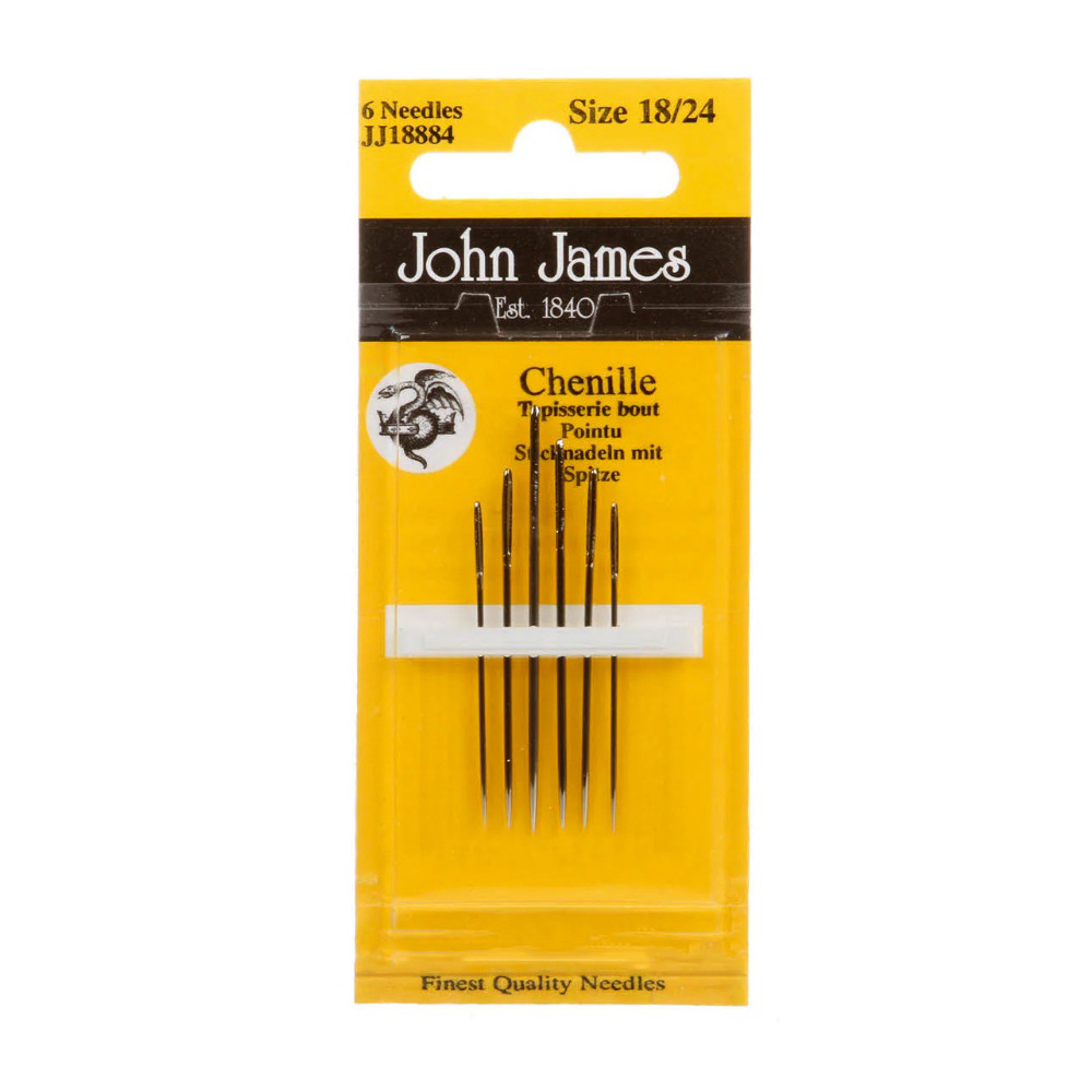 Chenille sewing needles - John James - size 18-24, 6 pcs.