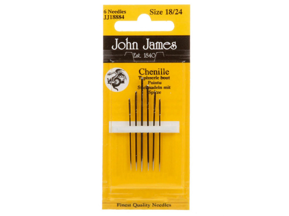 Chenille sewing needles - John James - size 18-24, 6 pcs.
