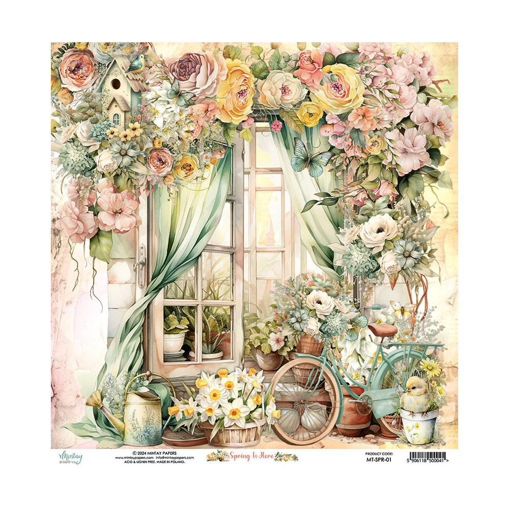 Scrapbooking paper 30,5 x 30,5 cm - Mintay - Spring is Here 01