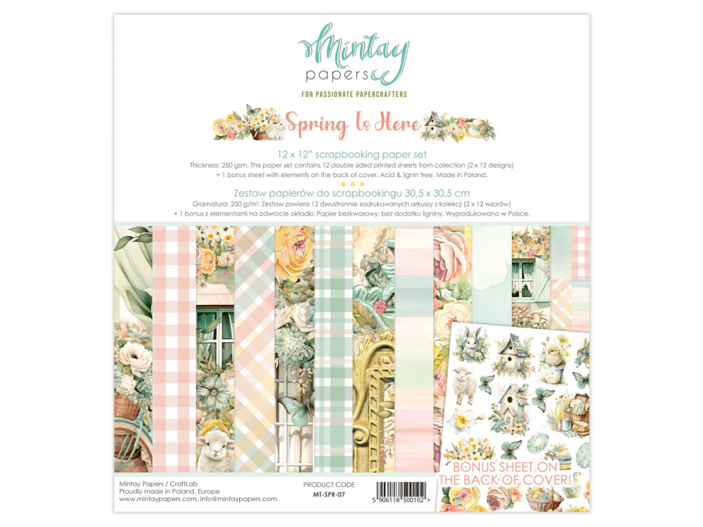 Set of scrapbooking papers 30,5 x 30,5 cm - Mintay - Spring is Here