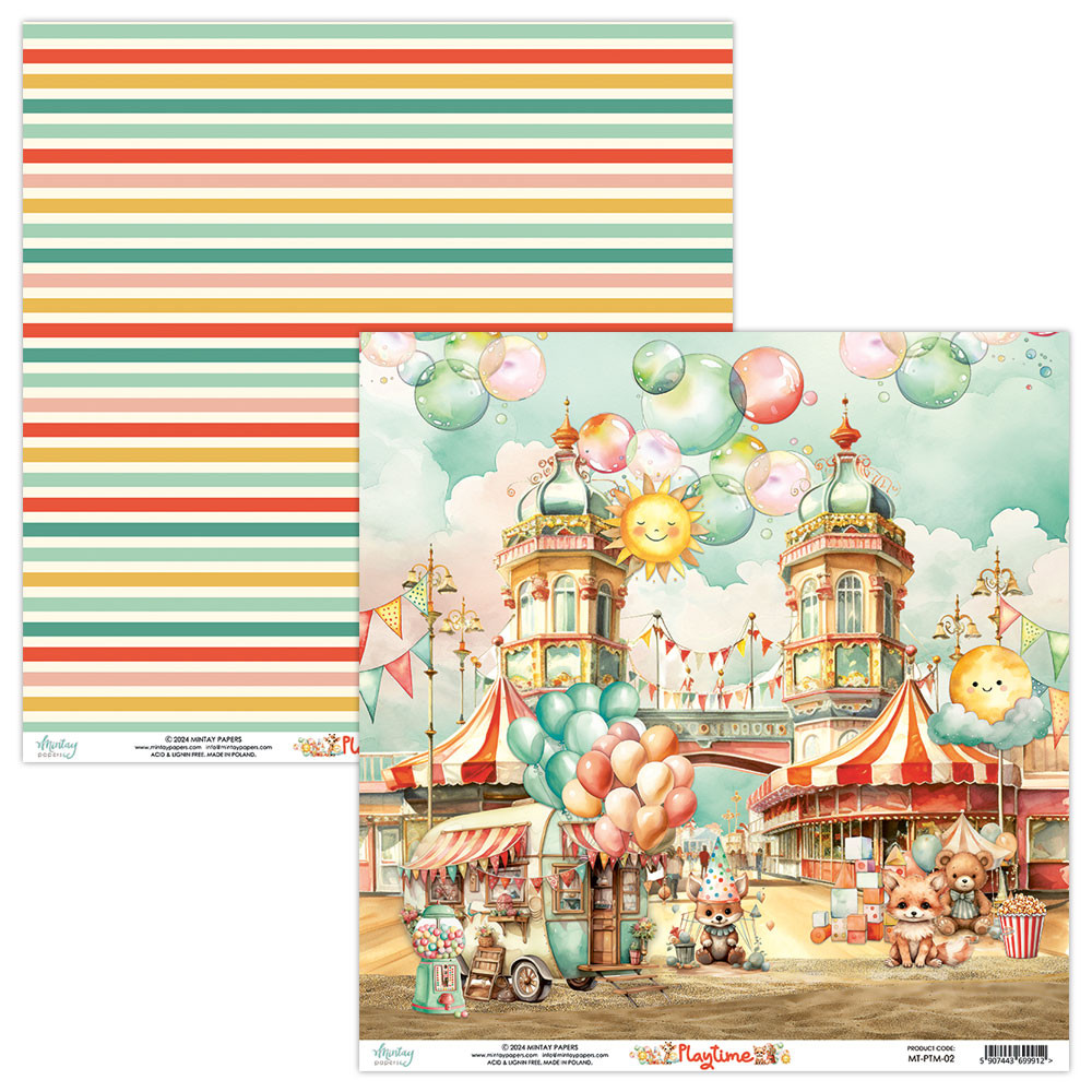 Set of scrapbooking papers 30,5 x 30,5 cm - Mintay - Playtime