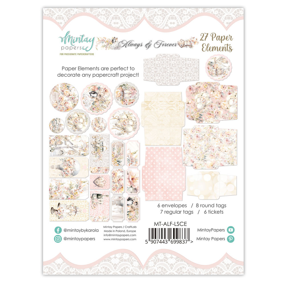 Set of paper elements, tags - Mintay - Always & Forever, 27 pcs.
