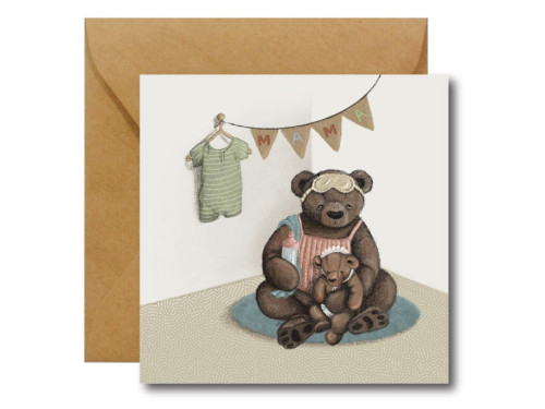 Kartka okolicznościowa - Hi Little - Hello Mama Bear, 14,5 x 14,5 cm