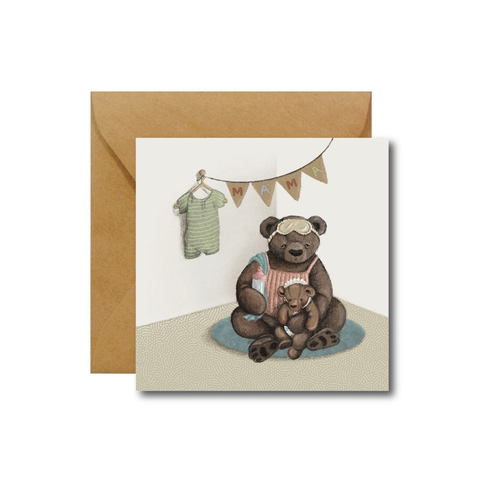 Greeting card - Hi Little - Hello Mama Bear, 14,5 x 14,5 cm