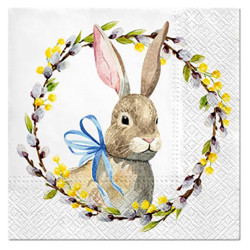 Decorative napkins - Paw - Rabbit with Catkins, 20 pcs.