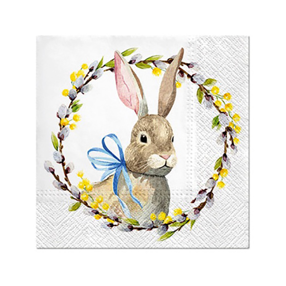 Decorative napkins - Paw - Rabbit with Catkins, 20 pcs.