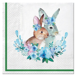 Decorative napkins - Paw - Bunnies with wreaths, 20 pcs.