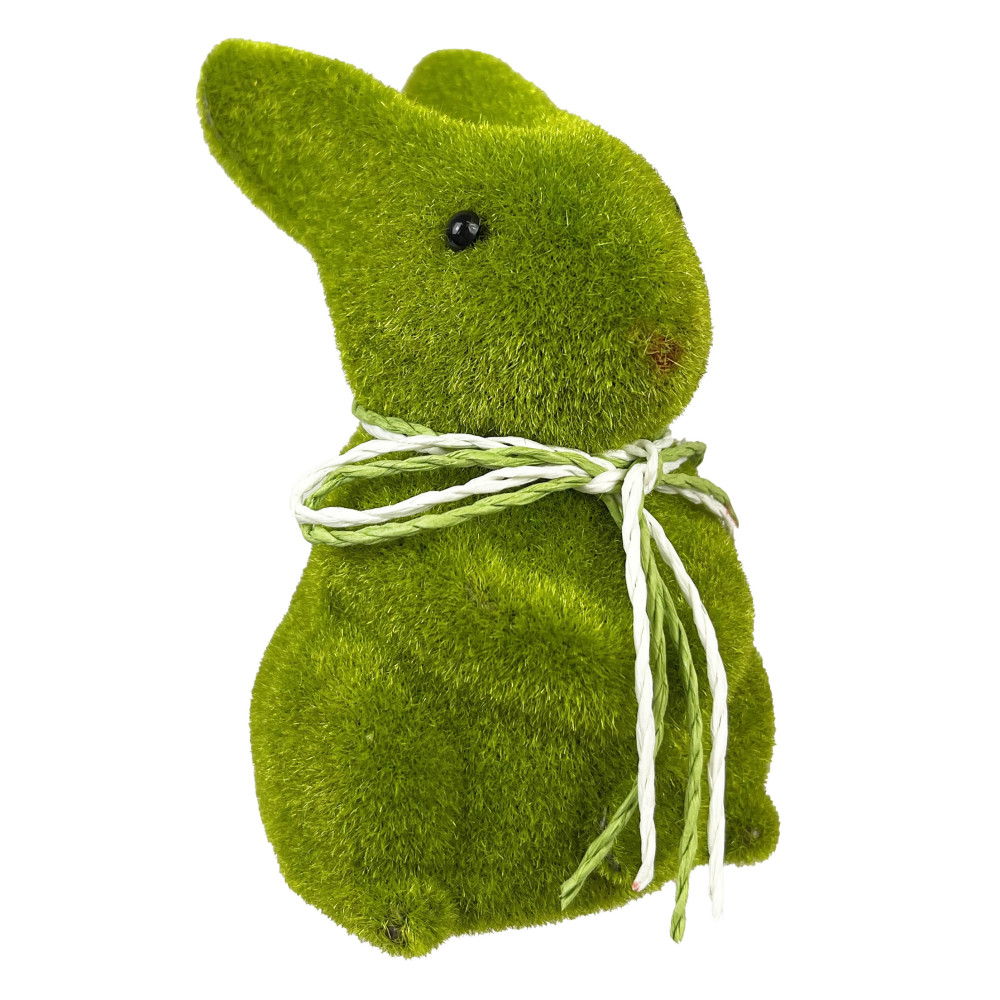 Flocked bunny figurine 04 - green, 10 cm