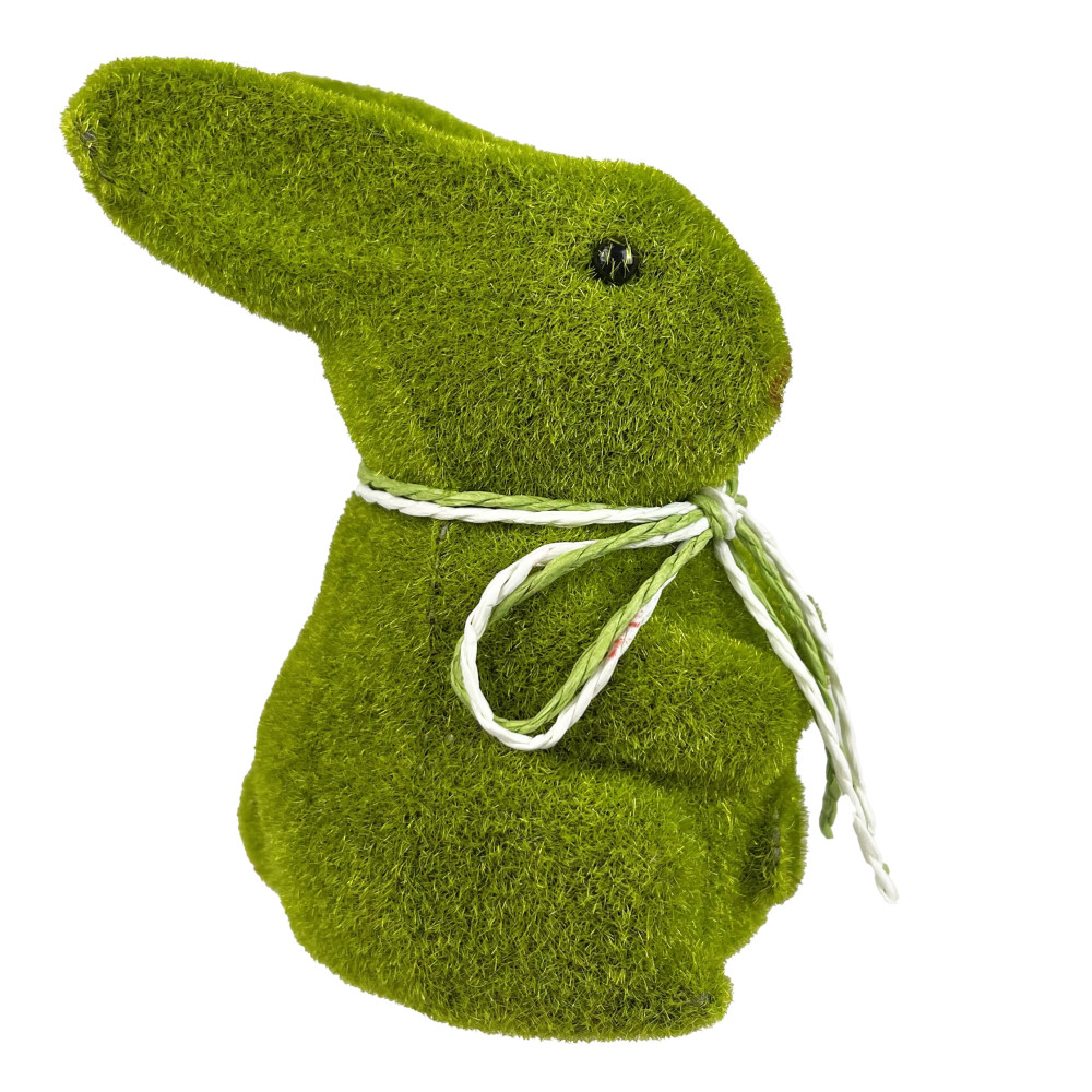 Flocked bunny figurine 04 - green, 10 cm
