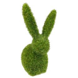 Flocked bunny figurine 01 - green, 13 cm