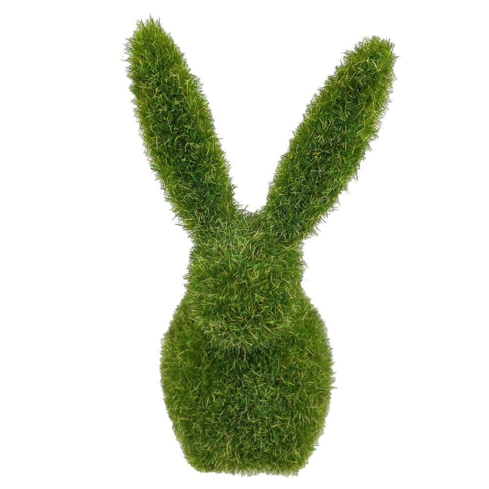Flocked bunny figurine 01 - green, 13 cm