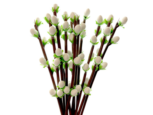 Easter catkins with leaves - 17 cm, 12 pcs.