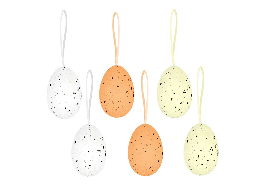 Styrofoam eggs pendants - 4 x 6 cm, 6 pcs.