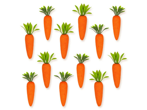 Styrofoam carrots - orange, 1,5 x 4,5 cm, 12 pcs.