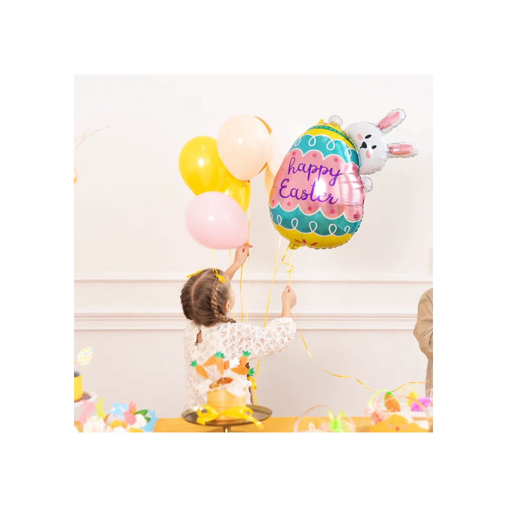 Balon foliowy zajączek z pisanką Happy Easter - 72 x 81 cm