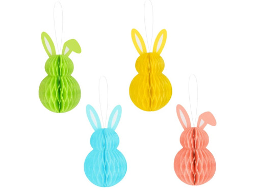 Honeycomb Easter Bunnies pendants - 5 x 10 cm, 4 pcs.