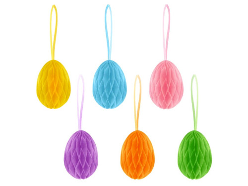 Honeycomb Easter Eggs pendants - 4 x 6 cm, 6 pcs.
