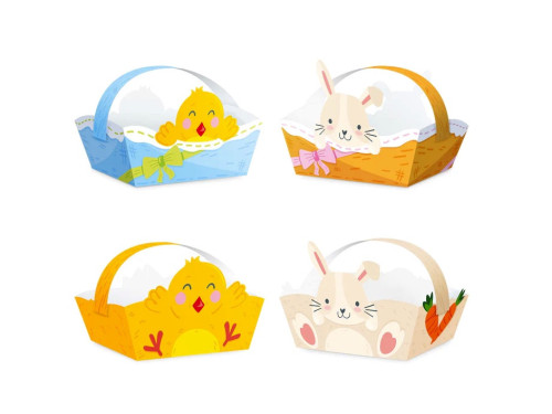 Paper Easter baskets - 11 x 15 x 12 cm, 4 pcs.