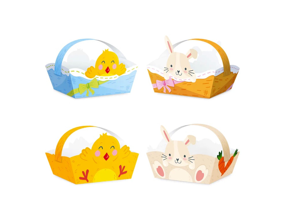 Paper Easter baskets - 11 x 15 x 12 cm, 4 pcs.