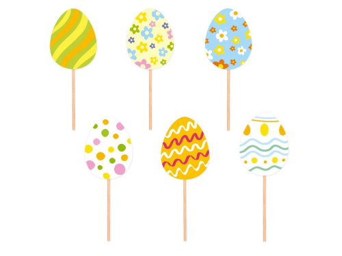 Paper Easter Eggs toppers - 3,8 x 5 cm, 6 pcs.