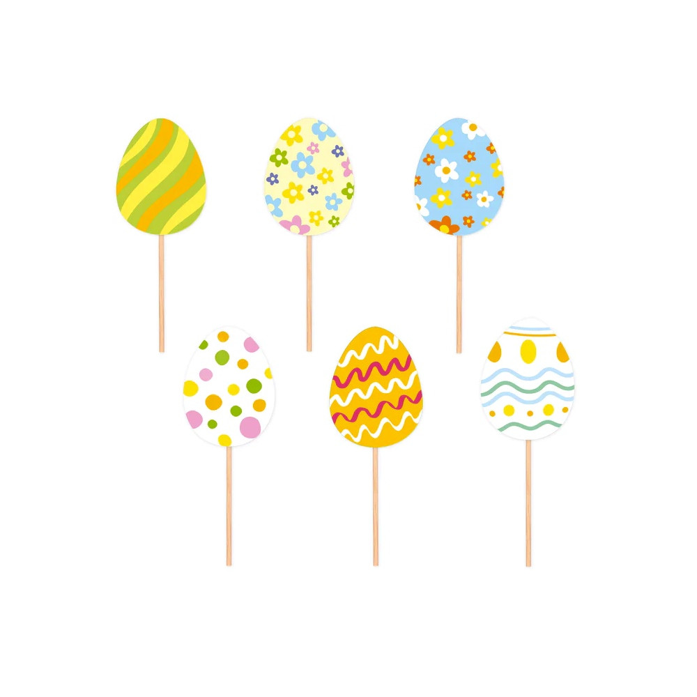 Paper Easter Eggs toppers - 3,8 x 5 cm, 6 pcs.