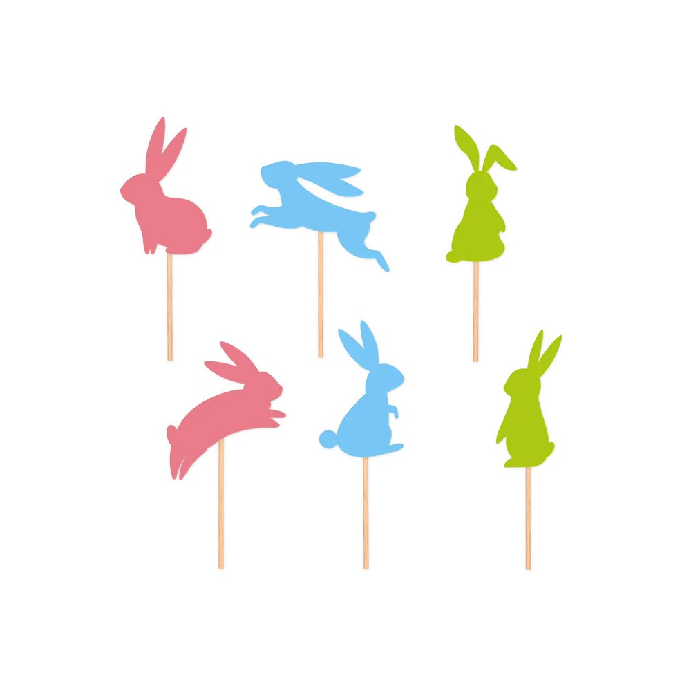 Paper Easter Bunnies toppers - 6 pcs.