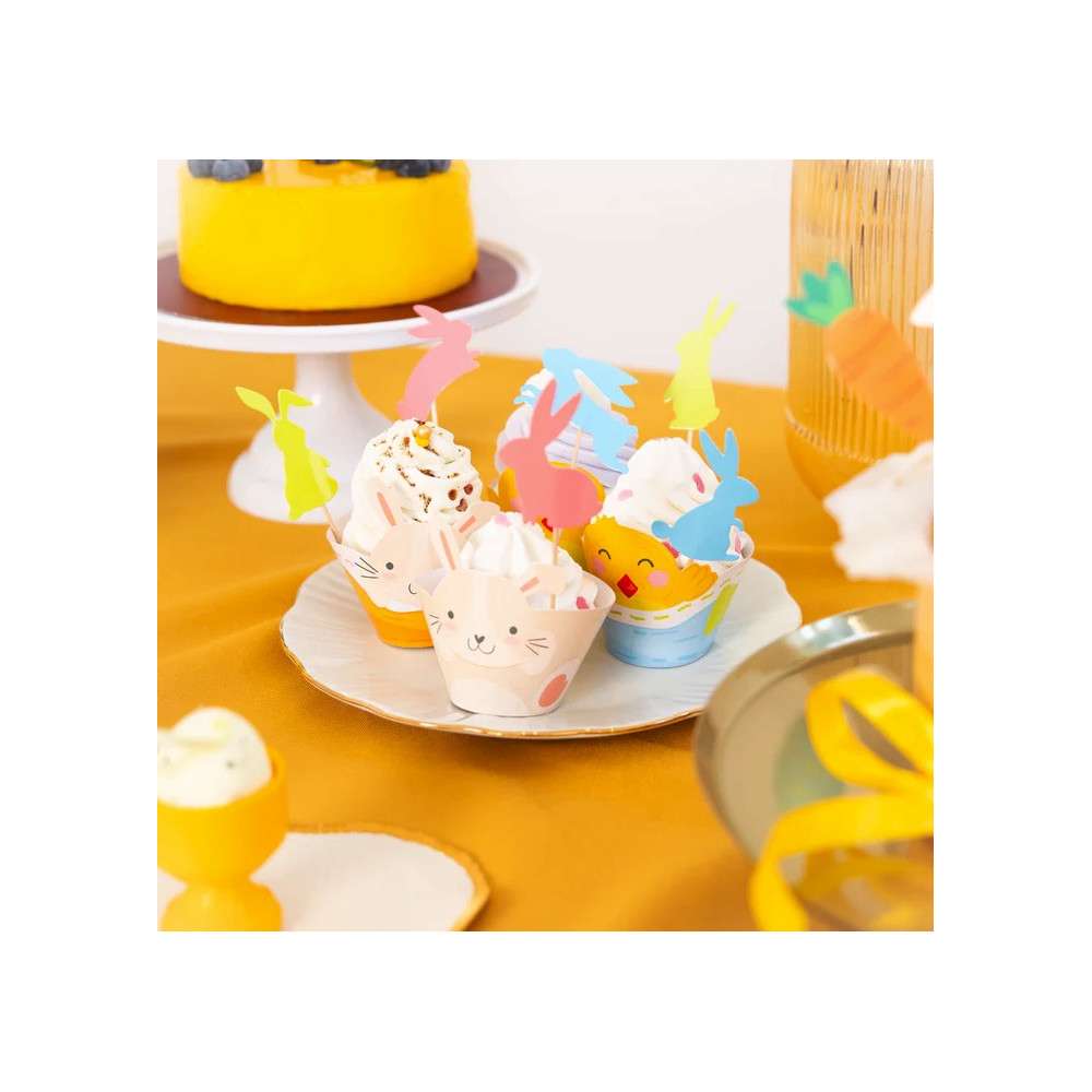 Paper Easter Bunnies toppers - 6 pcs.