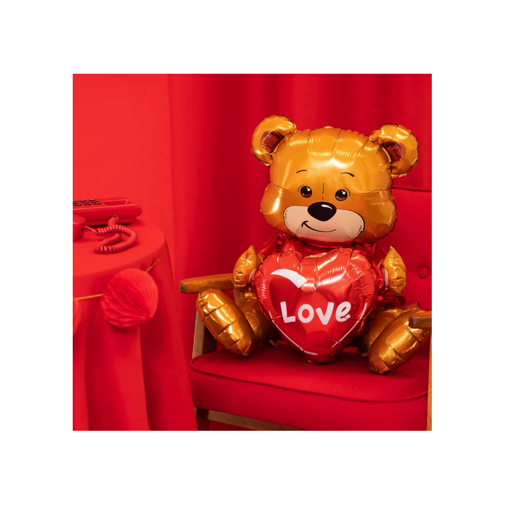 Foil balloon Teddy Bear with heart Love - 41 x 50 cm