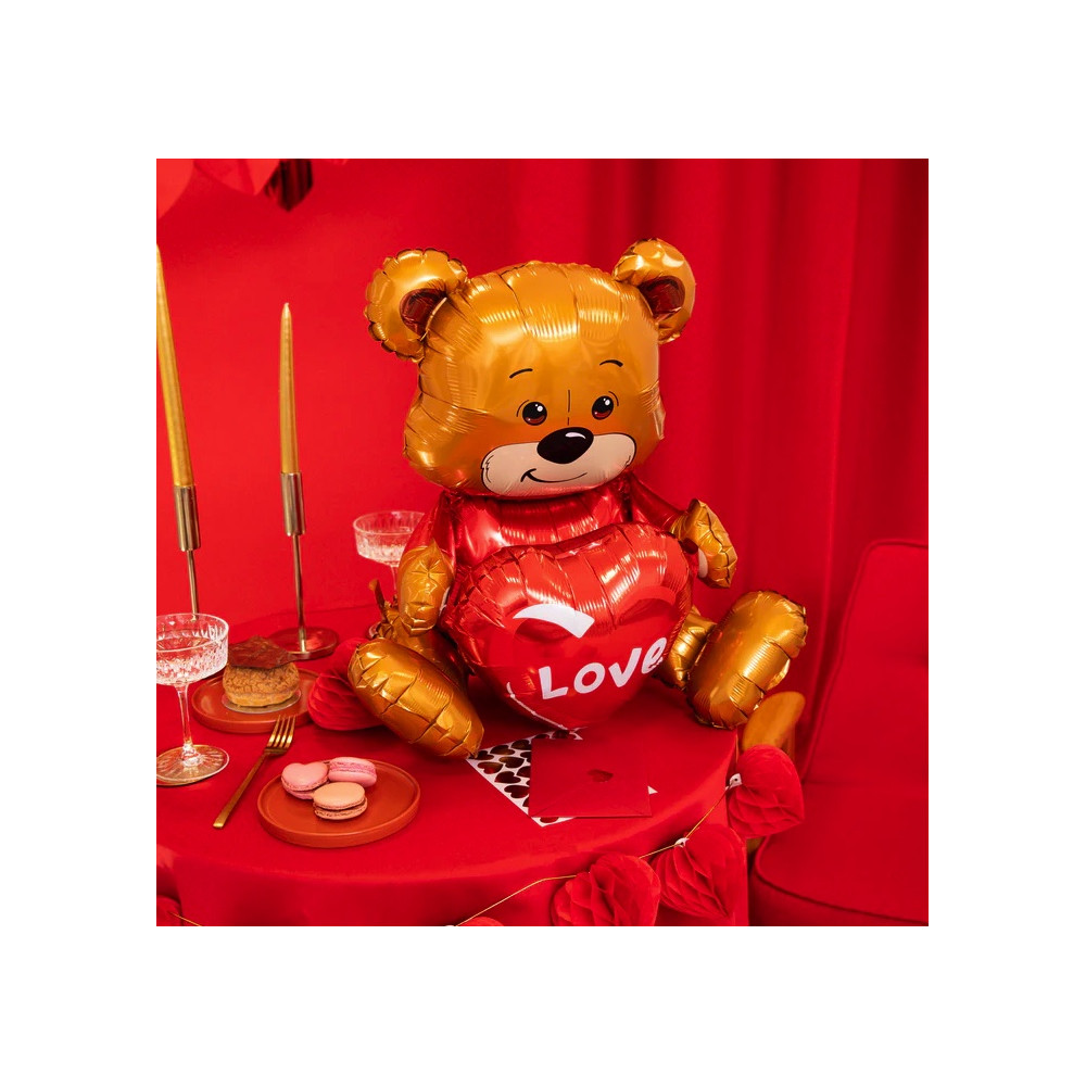 Foil balloon Teddy Bear with heart Love - 41 x 50 cm