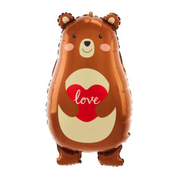 Foil balloon Teddy Bear with heart Love - 48 x 79 cm