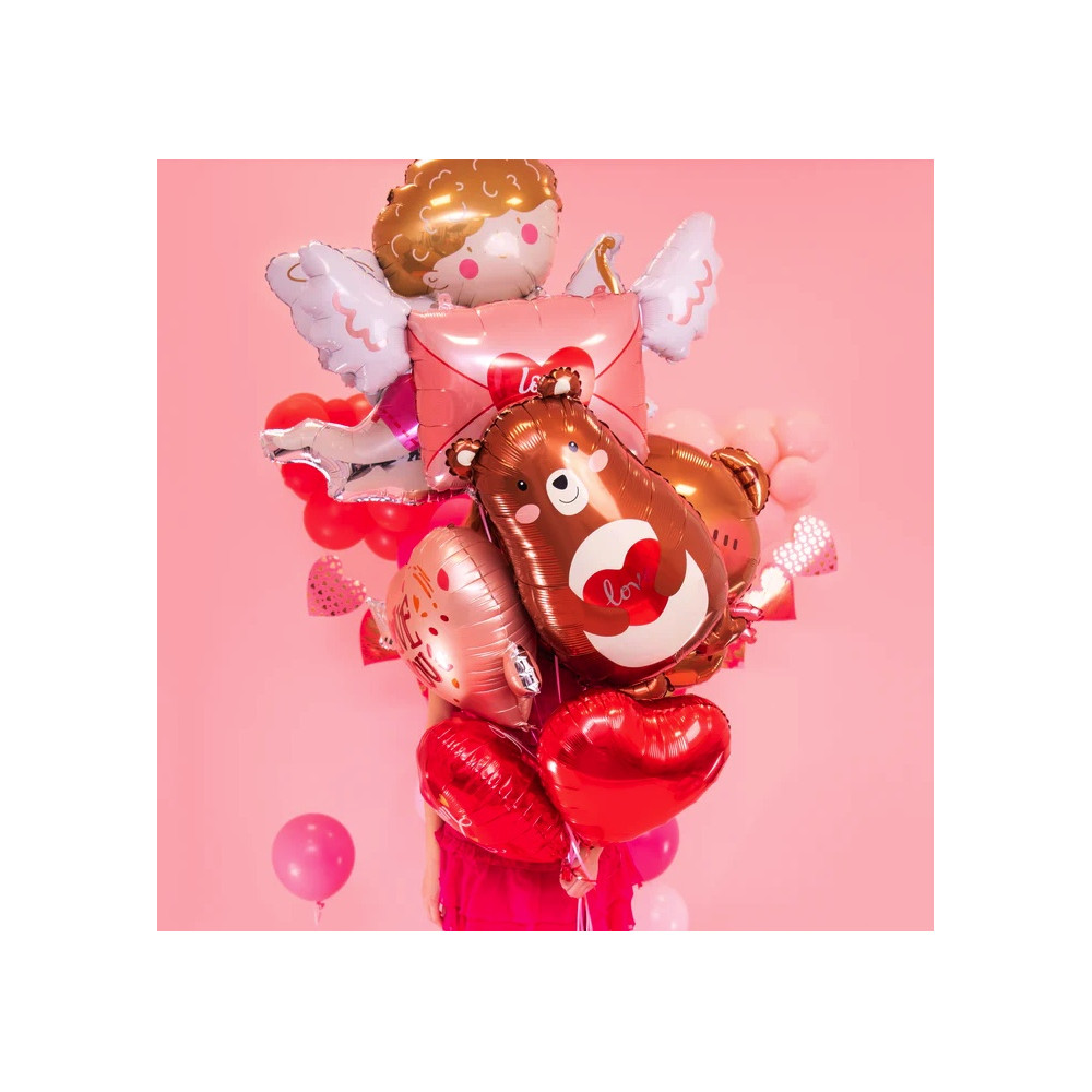 Balon foliowy Miś stojący z sercem Love - 48 x 79 cm