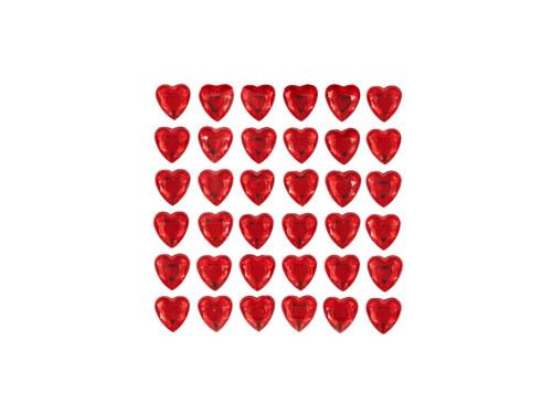 Diamond Heart stickers - red, 1 cm, 36 pcs.